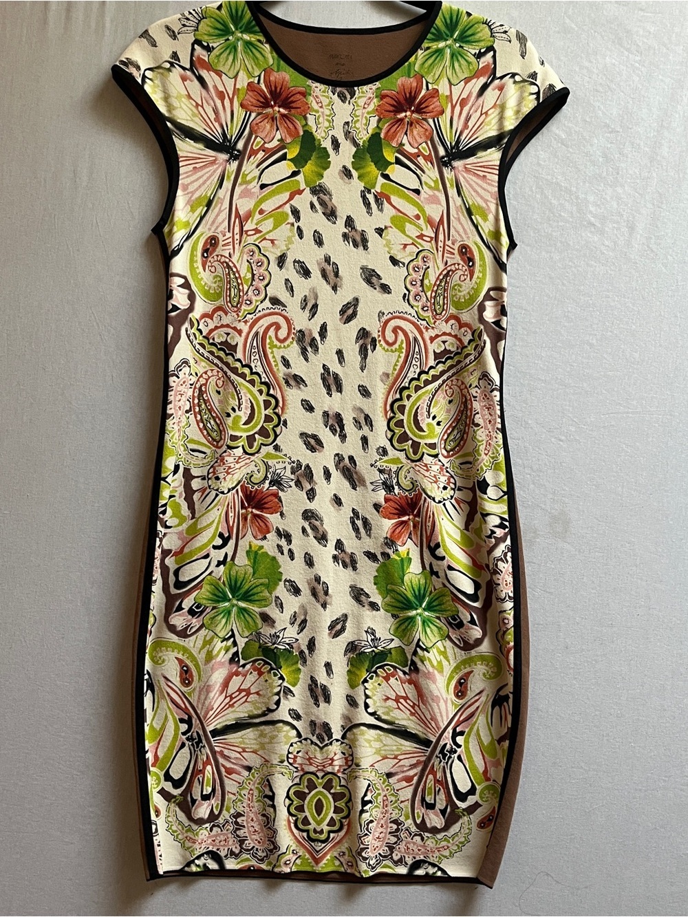 Marc Cain Object of Love Floral Paisley Cream Bodycon Dress Size 4